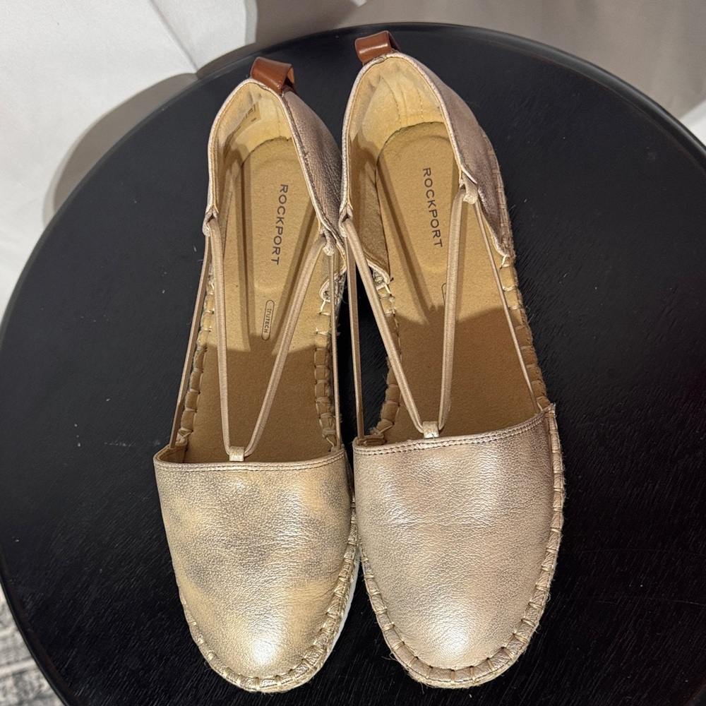 Rockport Metallic Gold Espadrille Flats